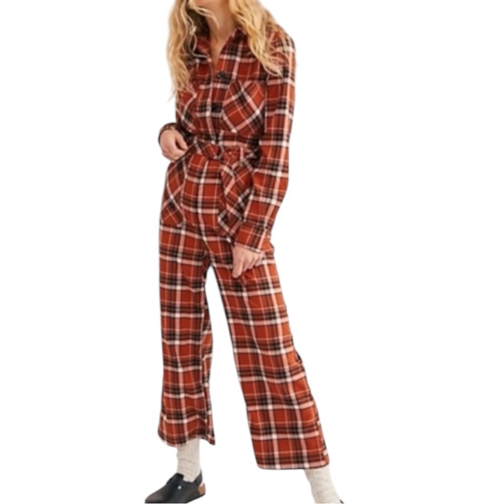 Free People plaid jumpsuit All About You Plaid Jumpsuit Size